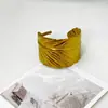Pulsera Abierta Geométrica de Hoja Plisada Estilo Minimalista Transfronterizo Europeo y Americano Moda Personalidad Pulsera de Acero Inoxidable de Gama Alta