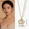 Collar Cruz Doble Capa Trébol de Cuatro Hojas Diseño de Lujo Ligero Colgante Micro-Pavimentado Nicho Alta Gama Simple Joyería de Verano para Mujer