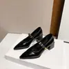 Coleção nova Primavera 2026: sapatos femininos de salto bloco versáteis e estilosos, com bico fino e um belo estilo francês, exalando elegância