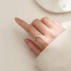 Anel de prata Nalan S925 com diamantes e linha ondulada estilo coreano elegante anel feminino curvado J8571