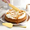 Juego de dos piezas de acero inoxidable transfronterizo para bodas y banquetes: cuchillo para pan, espátula para pastel y pizza, espátula para hornear de mango largo