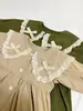 Vestido de Encaje con Lazo y Cuello Solapa Estilo Coreano para Niñas, Vestido Estilo Muñeca para Niños, Elegante Vestido de una Pieza, Ropa de Abrigo para Primavera y Otoño