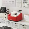Caixa de armazenamento para mesa adesivos de desenho animado dopamina organizador de papelaria prateleira rack de armazenamento compartimentado armazenamento para sala de estar