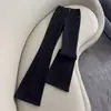 Jeans Negros Lavados Micro Acampanados para Mujer 2026 Primavera Otoño Tendencia Versátil Nuevos de Cintura Alta Elásticos Acampanados de Largo Completo