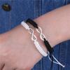 Pulsera Transfronteriza Simple de Aleación con 8 Palabras Amor Ilimitado Tejida Ajustable Pulsera Creativa de Amistad para Parejas Europea y Americana