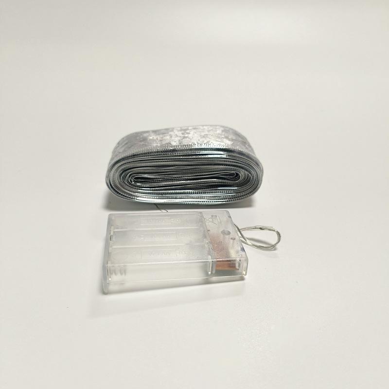 #D11圣诞发光彩带-10米100灯3AA常亮带闪暖白灯