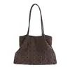Bolsa tote listrada e de bolinhas de nicho estilo coreano para mulheres, nova coleção outono 2026, grande capacidade, casual e adequada para o trabalho, bolsa de ombro