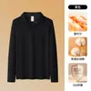Camiseta de Manga Larga con Cuello de Gaviota para Hombre Otoño e Invierno 2026 Nueva Camisa Polo Casual de Modal con Cuello Lapel para Hombre