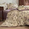 Modelo Nuevo 2026 Clase A Conjunto de Cuatro Piezas de Lino Arrugado Vintage, Funda de Edredón de Encaje Francés 100% Algodón, Sábanas y Ropa de Cama 100% Algodón 4