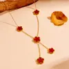 Nuevo collar y pulsera de flores de cinco hojas de doble cara a la moda, traje de flores de cinco hojas de acero inoxidable de moda europea y americana