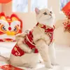 Vestido de Traje Tang Abotonado de Año Nuevo Otoño e Invierno Bolso Cruzado de Gato Abrigo de Terciopelo sin Mangas de Dos Piernas para Gato Ropa para Perro Mascota