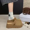 Sandalias tipo mula para mujer de suela gruesa, versátiles, con cierre de hebilla, diseño de punta cerrada, estilo retro, perfectas para la moda de otoño.