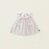 Vestido de Verano Coreano para Niñas 2026, de Rayas de Colores, sin Mangas, con Bordado de Velero Náutico