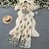 Vestido estampado sem mangas com gola halter estilo férias para mulheres, conjunto de duas peças de calça pantalona de cintura alta estilo verão preguiçoso, toque de alta qualidade