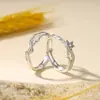 Anillo Original de Plata de Ley S925 Par Flor Abierta Nicho Anillo de Moda Simple Anillo de Pareja Regalo del Día de San Valentín
