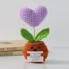 Flor de Tricô de Energia Positiva Transfronteiriça Planta em Vaso Produto Acabado Fio de Lã Flor de Simulação Ornamento de Mesa Boneca de Cartão de Mão