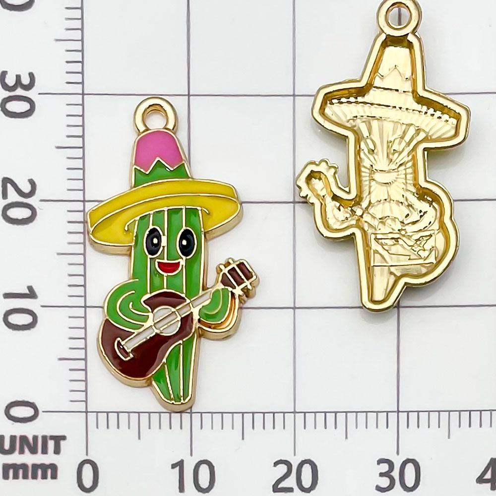 21842-XP-绿色kc金锌合金吉他仙人掌30x16mm-