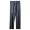 Pantalones finos de Tencel para hombre de verano color gris oscuro transpirables suaves de algodón elásticos cómodos de cinco bolsillos rectos de negocios casuales