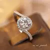 Anillo de Cobre Elegante de Seis Garras con Diamante Sintético para Mujer, Anillo de Pareja Sencillo y de Moda Estilo Pareja, Lote de Anillos Abiertos de Compromiso y Boda