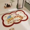Alfombra de Piso para Baño de Dibujos Animados Transfronteriza, Alfombrilla Antideslizante para Baño del Hogar, Alfombra de Piso con Patrón Tejido de Lino Imitación, Absorbente de Agua, Secado Rápido