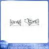 Pendientes Pandora s925 Cobre Blanco Plateado Lazo Estrella Pendientes Vintage de Gama Alta de Nicho Pendientes
