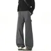 Calças de trabalho retas largas estilo retro americano com barra bootcut em azul francês, calças casuais largas e curvas da moda unisex para o dia a dia