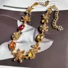 Moda europea y americana alta Oscar brillante gota de agua flor vidrio de color circón collar cadena de clavícula banquete boda