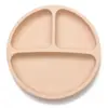 Prato de Silicone Redondo com Ventosa Mais Vendido da Amazon para Bebês e Crianças Pequenas, Antiperda, Três Compartimentos Fixos com Rosto Sorridente