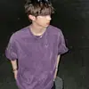 Camiseta de manga corta estilo americano lavada y desgastada para hombre, top de algodón puro de alta gama para verano, camiseta de manga corta holgada vintage pesada