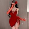 Lingerie Sexy, Uniforme de Puro Desejo, Saia de Veludo Vermelho para Hip Hop de Ano Novo, Camisola com Suspensor para Casa para Mulheres