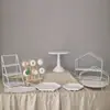 Suporte de mesa de sobremesas em estilo creme, decoração de mesa de casamento, suporte para bolo de aniversário, bandeja de ferro para sobremesas
