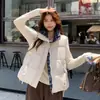 Chaleco de algodón de nuevo estilo con cuello alto, patchwork de bloques de color para mujer, corto y holgado, perfecto para figuras petite, una chaqueta chaleco de abrigo de moda