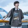 Camiseta de Algodão Puro Masculina Tendência Ins Simples Versátil Manga Curta Verão Fina Solta Manga Média Top Casal Manga Curta