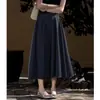 Falda Elegante de Color Sólido de Longitud Media para Mujer, Modelo Nuevo Primavera Temprana 2026, Elegante Falda de Línea A de Cintura Alta Adelgazante de Longitud Media