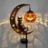 Luz Decorativa Solar Transfronteiriça Gato Preto & Lua de Abóbora para Estaca