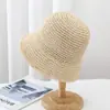 Sombrero de Paja Tejido a Crochet de Moda para Mujer, Sombrero de Sol para Playa Estilo Fresco, Sombrero de Pescador Pequeño Borde Moda Estilo Japonés y Coreano