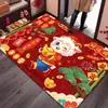 Felpudo de Entrada de Año Nuevo para el Año de la Oveja, Felpudo de Hogar de Terciopelo de Cristal y Diatomeas, Absorbente de Agua y Eliminador de Polvo, Alfombra de Piso Festiva Roja