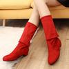 Otoño 2024 Nuevas Botas Delgadas de Pierna por Encima de la Rodilla de Tacón Medio Plano Dos Usos Botas Altas Elásticas para Mujer Venta al Mayoreo
