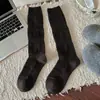 Calcetines de otoño e invierno estilo Culori con patrón de rombos, huecos, hasta la pantorrilla, versátiles, con volantes, de punto liso, huecos, hasta la rodilla, efecto adelgazante