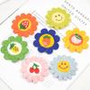 Parche de Tela Bordado Cara Sonriente de Flor DIY Decoración de Fruta Accesorios de Ropa Accesorios para Bolsa de Zapatos Parche Textil Material para Accesorios para el Cabello