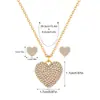 Dulce conjunto de collar con colgante de corazón y pendientes de diamantes completos transfronterizos amor cadena de clavícula pendientes de botón de oreja con diamantes completos oro K