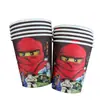 Decorações de Festa Ninjago Vermelhas Mais Vendidas Pratos de Papel de Aniversário Copos de Papel Banners Balões Conjunto de Louças Suprimentos
