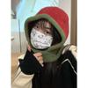 Pasamontañas de mezcla de lana de la abuela Chen para mujer, otoño e invierno, cálido, bufanda integrada con protección para las orejas, gorro de punto, gorro Lei Feng