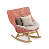 Suministro Silla Sofá Perezoso Simple Moderna Silla de Mimbre para Exteriores Silla de Tela con Respaldo Alto Silla Mecedora con Pedal de Madera