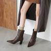 Botines de Tacón Grueso Cao Piel de Ternera Lavada Suave Gama Alta 2025 Otoño e Invierno Piel Genuina Elegantes Versátiles Elegantes Botines Ajustados
