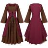2025 Novo Vestido Medieval Europeu e Americano Feminino Manga Chifre Renda Renda Saia terno cos Vestido de Apresentação