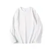 Playera blanca de manga larga para hombre de algodón pesado de Xinjiang de 320 g de tres agujas, holgada, gruesa, impermeable, interior, básica