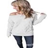 2024 AliExpress Amazon Ebay Nuevo Suéter Abrigo Tejido para Mujer con Cuello de Un Carácter y Hombro Torcido