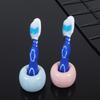 Fornecedor Fabricante Escovas de Dentes Portáteis de Silicone com Cabo Curto Azul para Uso Doméstico, Escovas de Dentes Confortáveis de Cerdas Macias para Limpeza Oral para Crianças