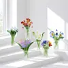 Flores pequeñas artificiales de cristal, calas, rosas, lirios, peonías y pájaros, juego de adorno de flores eternas, regalos extranjeros transfronterizos